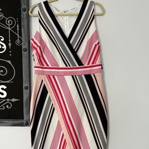 Faux wrap striped dress